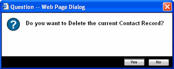 Delete Contact Record pop-up